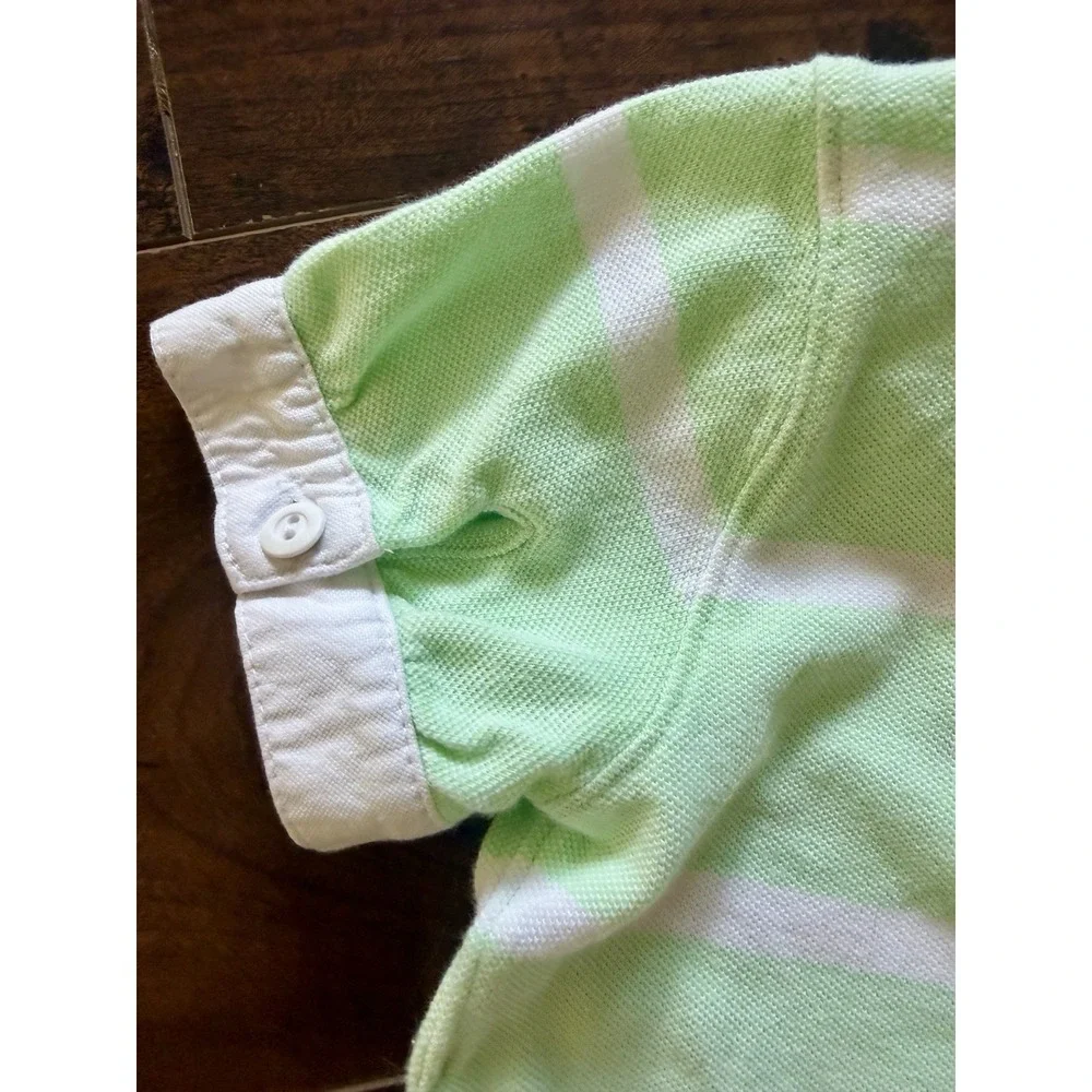 Ralph Lauren Polo Shirt Dress Girls Size 7 Mint Green White Stripe Preppy Pony